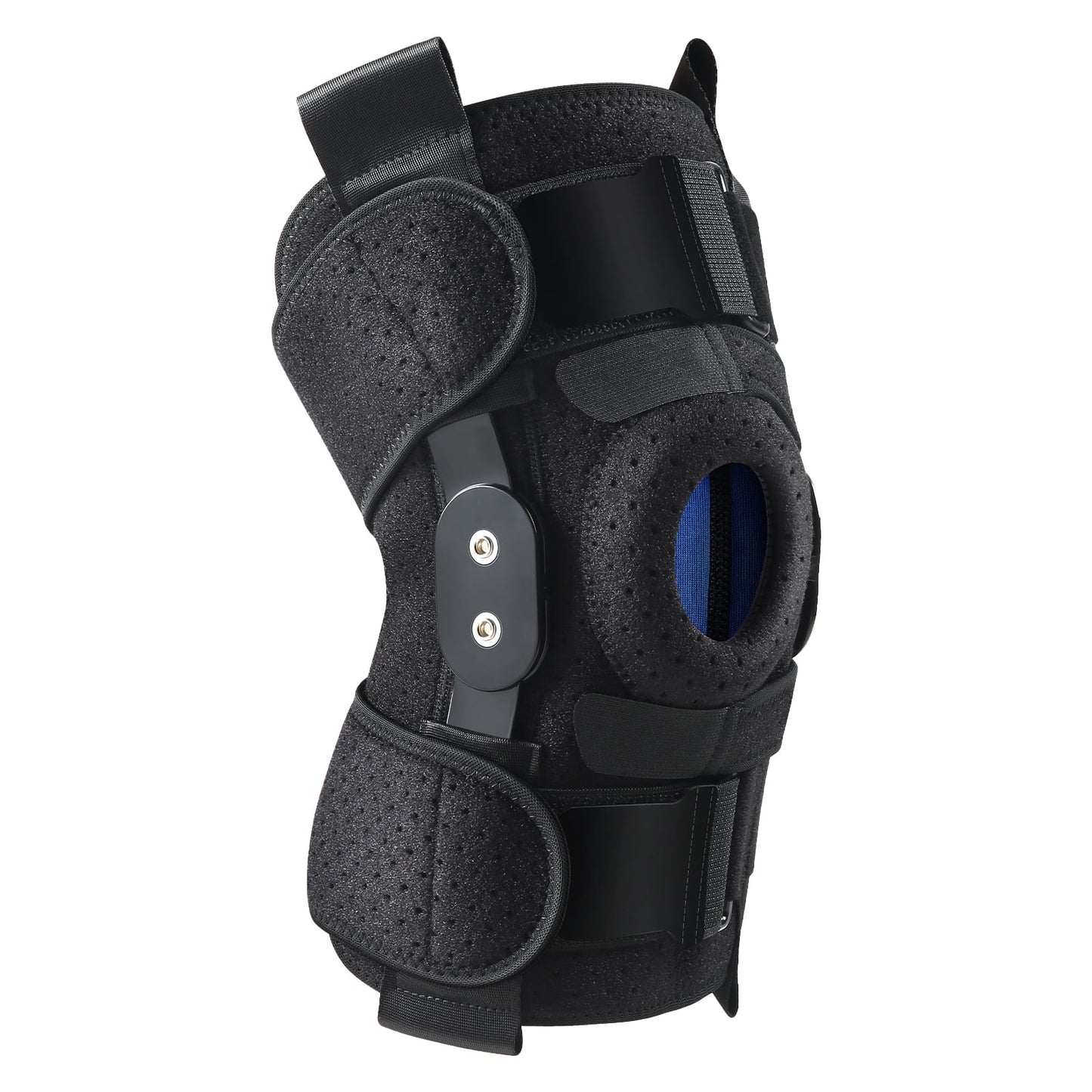 Hinged Knee Brace with Side Stabilizers Adjustable Knee Compression Sleeve Relieves Meniscus Tear,Acl,Mcl,Knee Support and Knee Pain Relief,Men & Women - Black One Size Fits Most