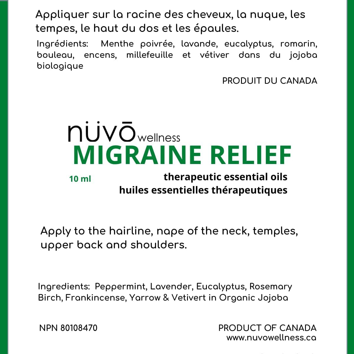 Migraine Relief Roll-On, Made with Peppermint, Lavender, Eucalyptus, & Other Aromatherapy Essential Oils, for Headaches, Body Pain, and Sore Muscles