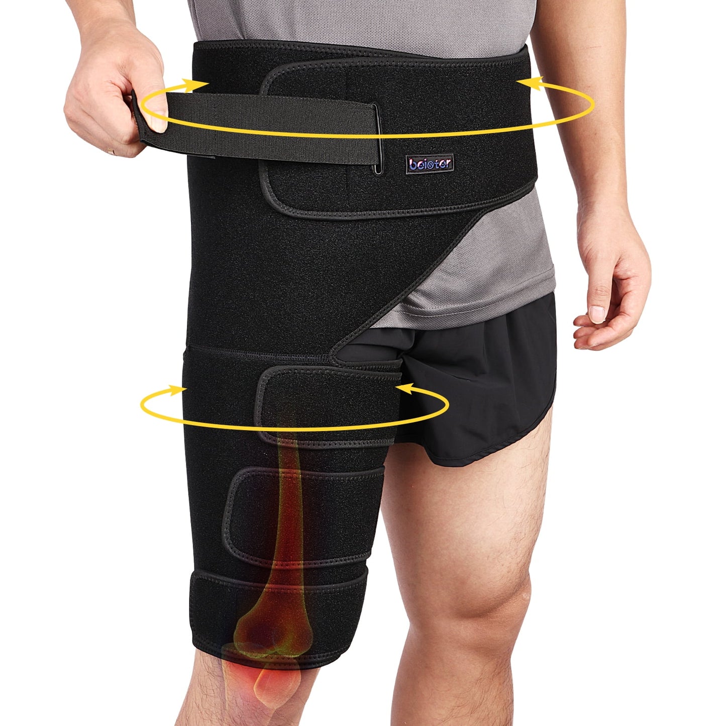 Adjustable Hip Braces,Groin Braces, Sciatica Pain Relief,One Size (Left), 1 Count
