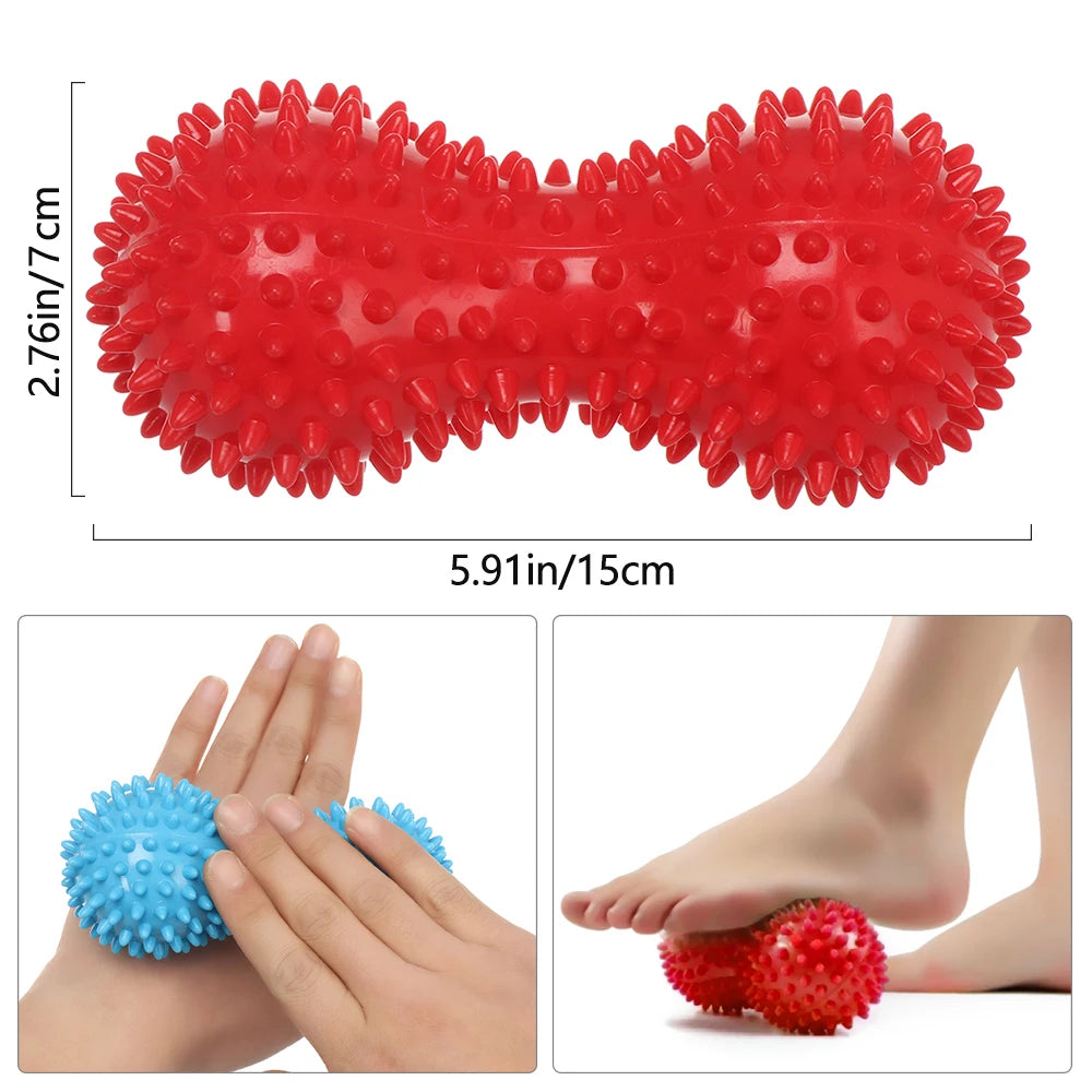 Peanut Ball, Foot Massager Ball, Spiky Massage Ball, Deep Point Massage Heel Foot Arch Pain, Plantar Fasciitis, Neck Pain Relief