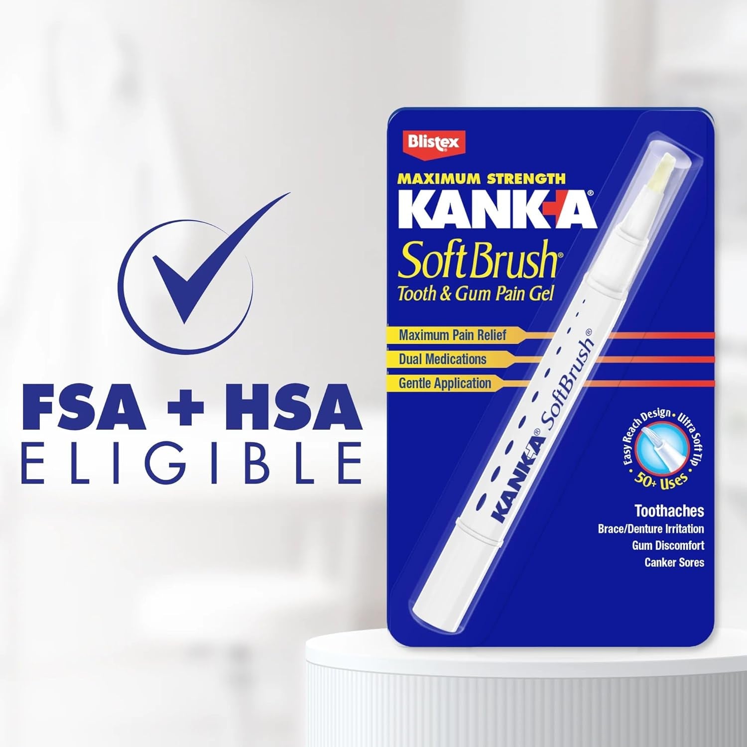 Soft Brush Tooth & Mouth Pain Gel, Professional Strength, 0.07 Ounce, Dual Relief Formula for Toothaches, Gum & Other Mouth Pain, Easy to Use Pen Applicator, Fast-Acting Pain Relief