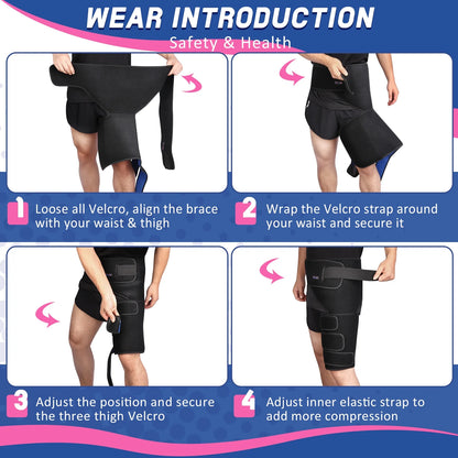 Adjustable Hip Braces,Groin Braces, Sciatica Pain Relief,One Size (Left), 1 Count