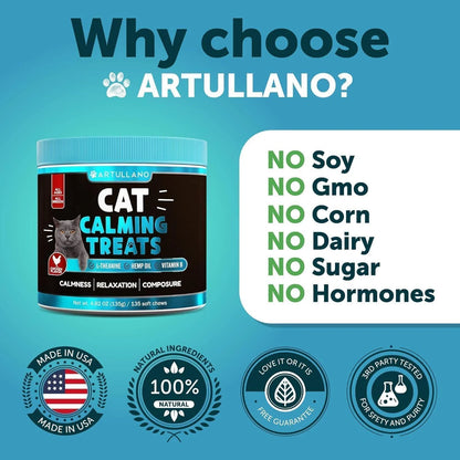 Hemp Cat Calming Treats for Stress & Anxiety Relief Cat & Kittens Melatonin