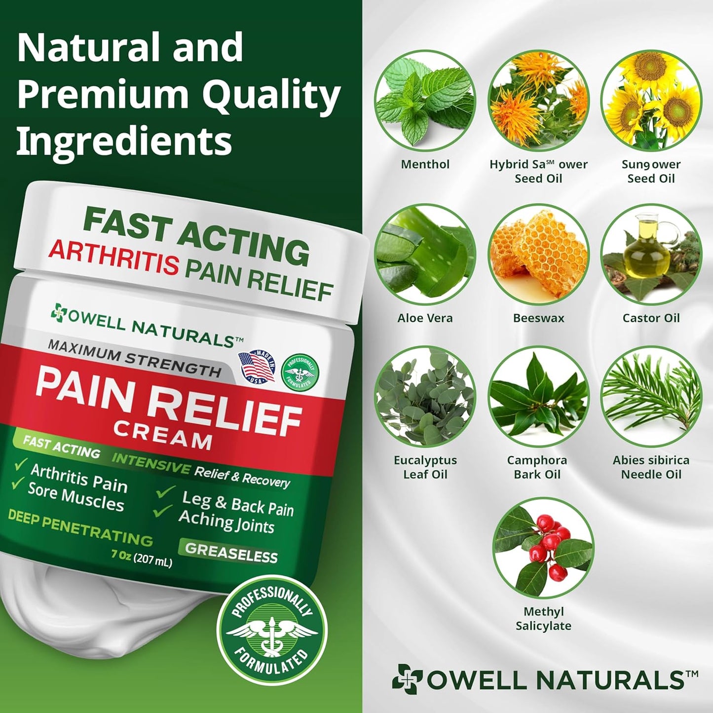 Arthritis Pain Relief Cream 7 Oz, Maximum Strength Deep Penetrating Relieving for Aches, Joint & Muscle, Muscle, Back, Knee, Feet, Hand, Ankle, Legs, Shoulder