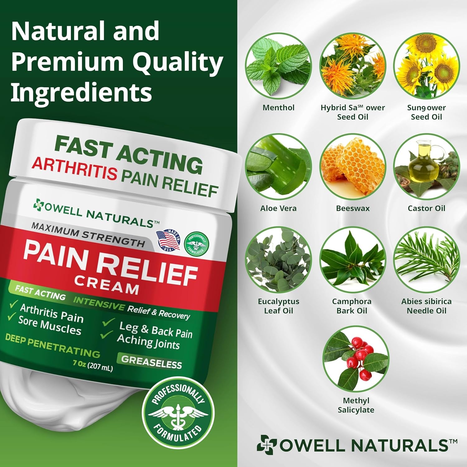 Arthritis Pain Relief Cream 7 Oz, Maximum Strength Deep Penetrating Relieving for Aches, Joint & Muscle, Muscle, Back, Knee, Feet, Hand, Ankle, Legs, Shoulder