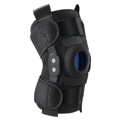 Hinged Knee Brace with Side Stabilizers Adjustable Knee Compression Sleeve Relieves Meniscus Tear,Acl,Mcl,Knee Support and Knee Pain Relief,Men & Women - Black One Size Fits Most